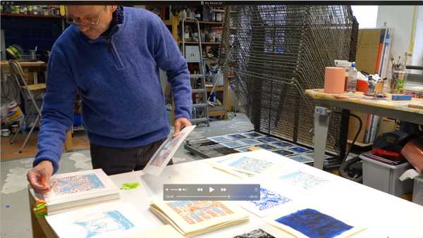 Video, Jean-Pierre Sergent, The artist silk-screening the "Shakti-Yoni: Ecstatic Cosmic Dances" Series #10