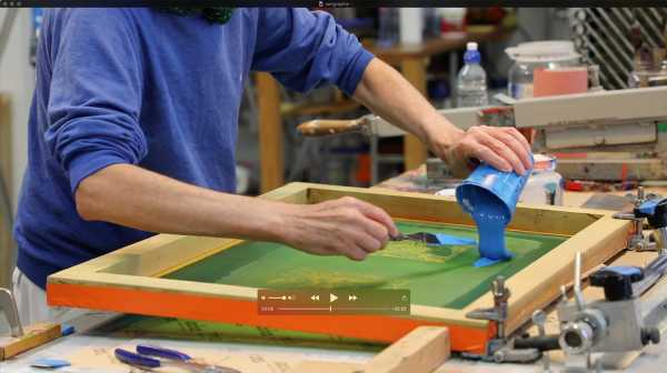 Jean-Pierre Sergent, Portrait of the artist screen-printing the 'Shakti-Yoni: Ecstatic Cosmic Dances' Series #44