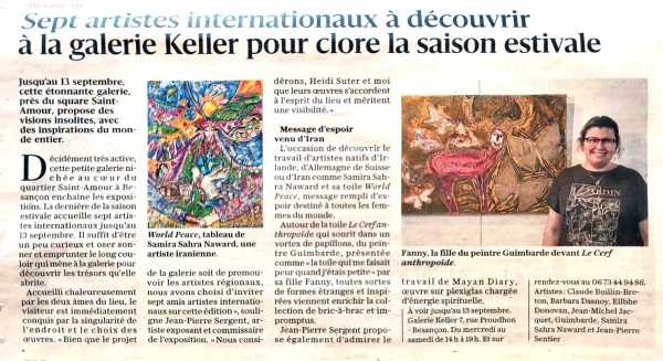 SEPT ARTISTES À DÉCOUVRIR À LA GALERIE KELLER POUR CLORE LA SAISON ESTIVALE PAR BARBARA PERNOT POUR L'EST RÉPUBLICAIN, BESANÇON, MARDI 2 SEPTEMBRE 2025