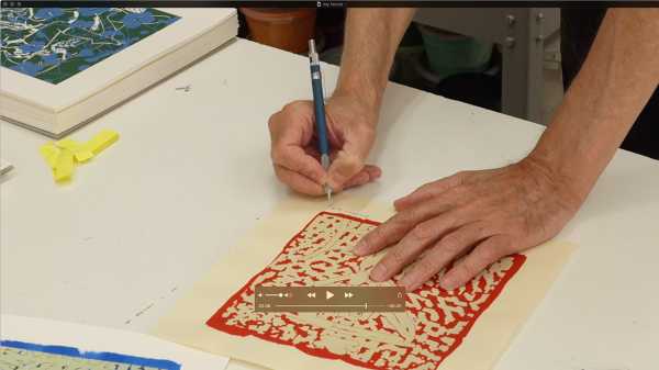 Jean-Pierre Sergent, silk-screening the 'Shakti-Yoni: Ecstatic Cosmic Dances' Series #15