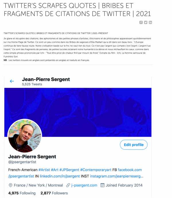 Jean-Pierre Sergent, TWITTER'S SCRAPES QUOTES | 2021