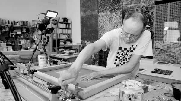 Video-Portrait of the artist Jean-Pierre Sergent screen-printing the Shakti-Yoni: Ecstatic Cosmic Dances series #96 | August 20 2021