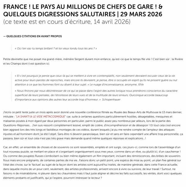 FRANCE ! LE PAYS AU MILLIONS DE CHEFS DE GARE ! & QUELQUES DIGRESSIONS SALUTAIRES