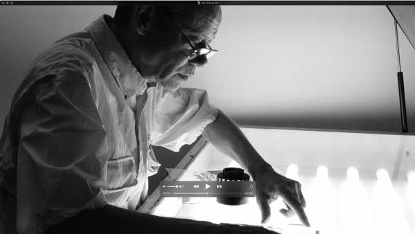 Jean-Pierre Sergent, Portrait of the artist screen-printing the 'Shakti-Yoni: Ecstatic Cosmic Dances' Series #23