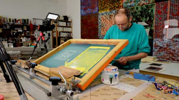 Video-Portrait of the artist Jean-Pierre Sergent screen-printing the Shakti-Yoni: Ecstatic Cosmic Dances series #92 | August 6 & 8 2021