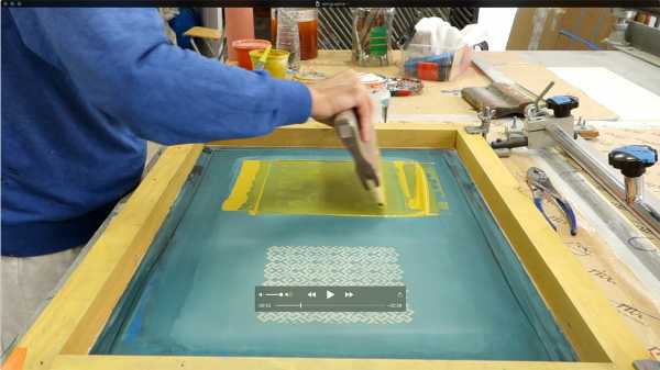 Jean-Pierre Sergent, Portrait of the artist screen-printing the 'Shakti-Yoni: Ecstatic Cosmic Dances' Series #41