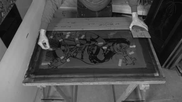 artiste Jean-Pierre Sergent, Portrait-Video #187 | Exposing the silk-screen frames of the Karma-Kali, Sexual Dreams & Paradoxes series