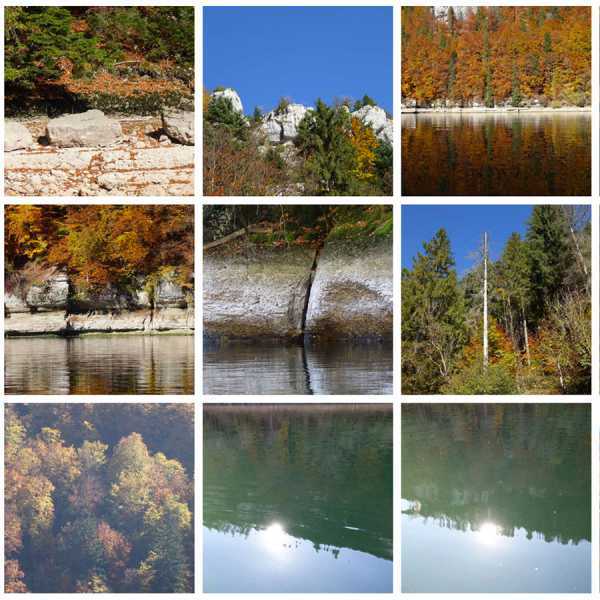 Jean-Pierre Sergent, "Water, Rocks, Trees & Skies" #4, photos from canoe trips over the Doubs River