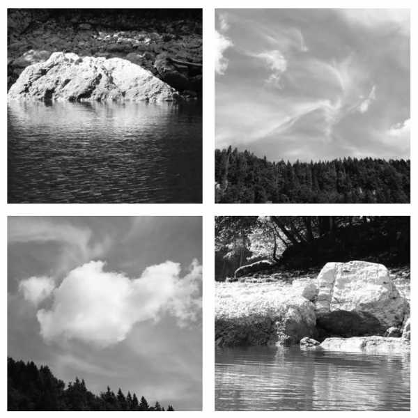 Jean-Pierre Sergent, 'Water, Rocks, Trees & Skies' #5, photos from canoe trips over the Doubs River