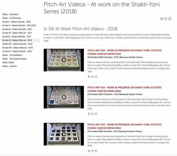 Jean-Pierre Sergent, At Work VI - (x 34) Pitch-Arts Videos - At work on the Shakti-Yoni Series (2018)