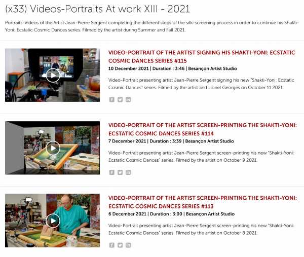 Jean-Pierre Sergent, (x33) Videos-Portraits At work XIII | Portraits of the artist working on the Shakti-Yoni 2021
