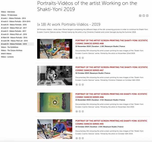 Jean-Pierre sergent - At Work IX - (x 18) Portrait-Videos - At work on the Shakti-Yoni Series - 2019