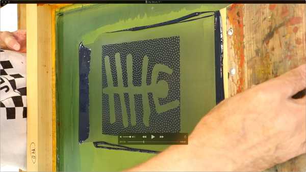 Jean-Pierre Sergent, Portrait of the artist screen-printing the 'Shakti-Yoni: Ecstatic Cosmic Dances' Series #32