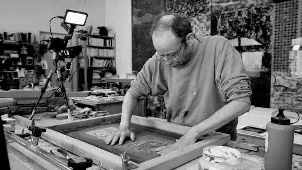 Jean-Pierre Sergent, Video-Portrait of the artist screen-printing the Shakti-Yoni: Ecstatic Cosmic Dances series #112 | October 7 2021