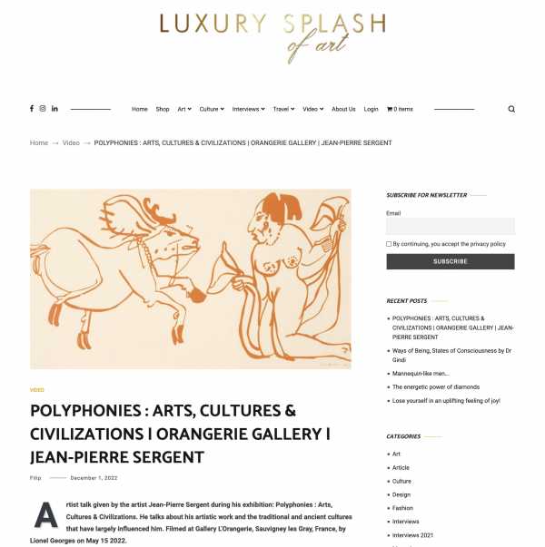 Jean-Pierre Sergent, Polyphonies : Arts, Cultures & Civilizations published in Luxury Splash of Art