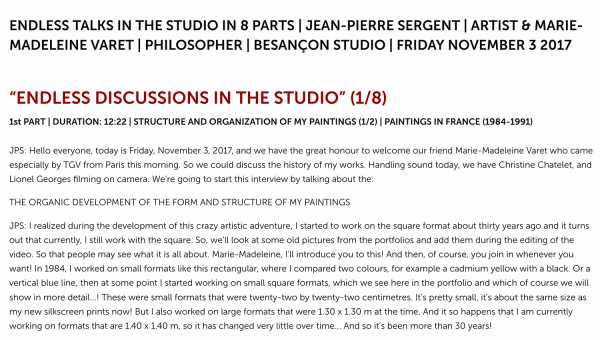 Jean-Pierre Sergent, FILMS INTERVIEWS TRANSCRIPTIONS | 2017-2018