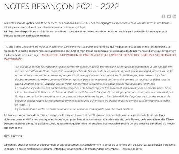 Artiste Jean-Pierre Sergent, besançon, texte NOTES BESANÇON 2021 - 2022NOTES BESANÇON 2021 - 2022