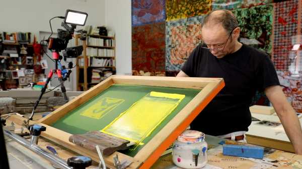 Jean-Pierre Sergent, Video-Portrait of the artist screen-printing the Shakti-Yoni: Ecstatic Cosmic Dances series #105 | September 16 2021