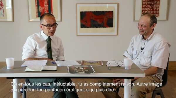 Interview of artist Jean-Pierre Sergent with Nicolas Surlapierre, director of MBAA, Besançon - 3/4