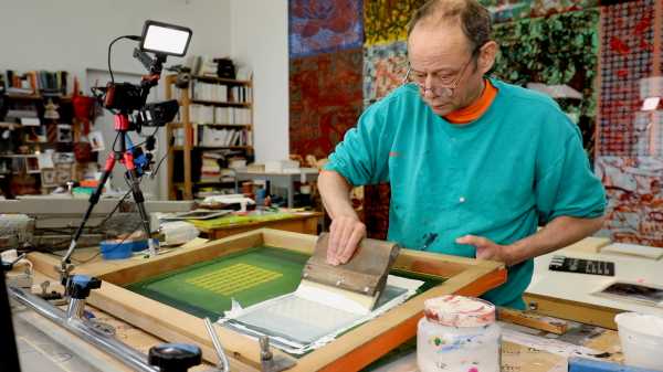 Jean-Pierre Sergent, Video-Portrait of the artist screen-printing the Shakti-Yoni: Ecstatic Cosmic Dances series #109 | September 27 2021