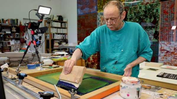 Jean-Pierre Sergent, Video-Portrait of the artist screen-printing the Shakti-Yoni: Ecstatic Cosmic Dances series #107