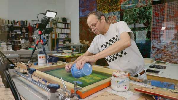 Video-Portrait of the artist Jean-Pierre Sergent screen-printing the Shakti-Yoni: Ecstatic Cosmic Dances series #95 | August 18 & 19 2021