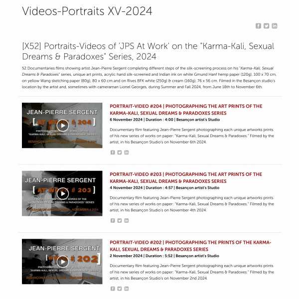 [X52] At Work XV, Videos-Portraits of the artist at Work on his "Karma-Kali, Sexual Dreams & Paradoxes" Series, 2024