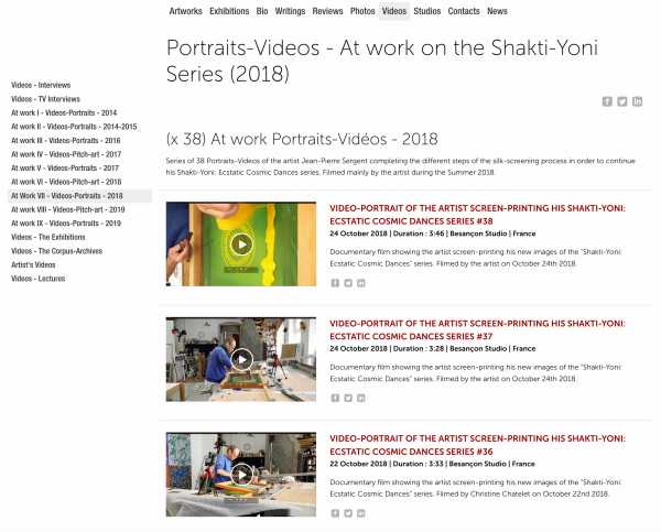 Jean-Pierre Sergent, At Work VII - (x 38) Portrait-Videos - At work on the Shakti-Yoni Series (2018)