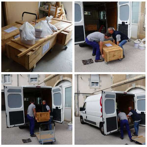 Jean-Pierre sergent, THE MUSEUM TECHNICIANS ARE PICKING UP THE 4 CRATES FOR THE EXHIBITION > 4 PILLARS OF THE SKY